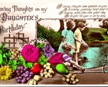 Vtg Postcard RPPC 1949 Loving Thoughts on my Daughter&#39;s Brithday Girls F... - $3.91