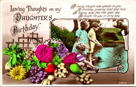 Vtg Postcard RPPC 1949 Loving Thoughts on my Daughter&#39;s Brithday Girls Fishing - £3.07 GBP