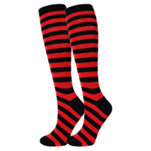 Striped Patterned Socks (Knee High) Red and Black - £4.73 GBP