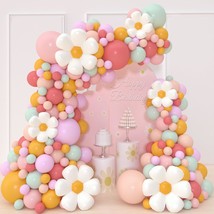 Pastel Daisy Balloon Garland Arch Kit,180Pcs Flower Balloon Arch Kit With Pastel - £20.93 GBP