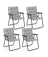 4 Pieces Folding Beach Chair Camping Lawn Webbing Chair-Coffee - Color: ... - $213.74 CAD