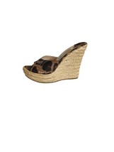 Jimmy Choo Womens Leopard Print Peep Toe Platform Wedge Mules Brown Size 37 - $87.12
