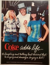 1977 Print Ad Coca-Cola 2 Ladies &amp; Man with Funny Hats Drink Coke - £9.16 GBP