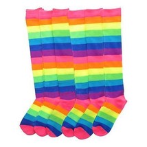 Angelina 12 Pair Dozen Girls Kids Toddler Knee High Socks Rainbow Striped 2540A - £23.94 GBP