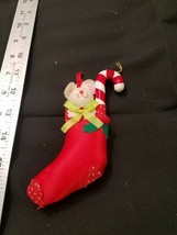Vintage Russ Christmas Ornament Fabric Stocking White Mouse Holiday Decor 4.5&quot; - £3.41 GBP