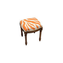 123 Creations Orange Zebra Stripe Upholstered Wooden Vanity Stool Wood S... - $4,392.74 MXN