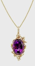 2 Ct Oval Cut Simulated Amethyst Women's Pendant Necklace 14K Yellow Gold Plated - £83.14 GBP