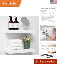 Modern Solid Pine White Floating Shelves - Easy Install, 100 lbs Capacity - $1,400.96 MXN