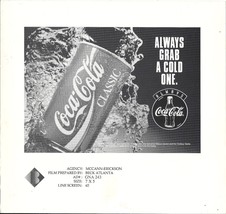 Coca Cola Classic Always Grab A Cold One Photo Sheet for Print Ads 1993 - £0.79 GBP