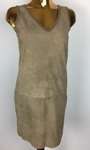 Polo Ralph Lauren Front Suede Sheath Back Cashmere Dress Natural Brown S... - $197.99