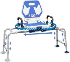 Sliding Shower Chair Swivel Tub Transfer Bench with Backrest and 400lbs ... - €122,36 EUR