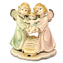 Italian Nativity Figurine Angel’s w/Baby Jesus Vintage Resin Euromarchi - £13.58 GBP