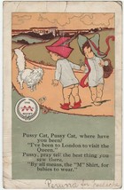 Vintage Postcard Children and Cat Pussy Cat Rhyme The Minneapolis Shirt - £5.56 GBP