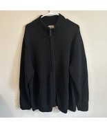 Vtg LL Bean XXL Men&#39;s Full Zip Sweater with Pockets Black Heavy Leather ... - $34.74 CAD