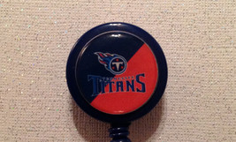 Nfl Tennessee Titans Badge Reel Id Holder red blue alligator clip handma... - $8.99