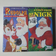Christmas VHS Rudolph Santa Sealed Two Pack Vtg 90s Animated Cartoons Holidays - £14.17 GBP
