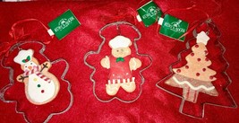 Kurt Adler Gingerbread Inside Cookie Cutter Ornaments, ~SET OF 3~ Christ... - $20.17