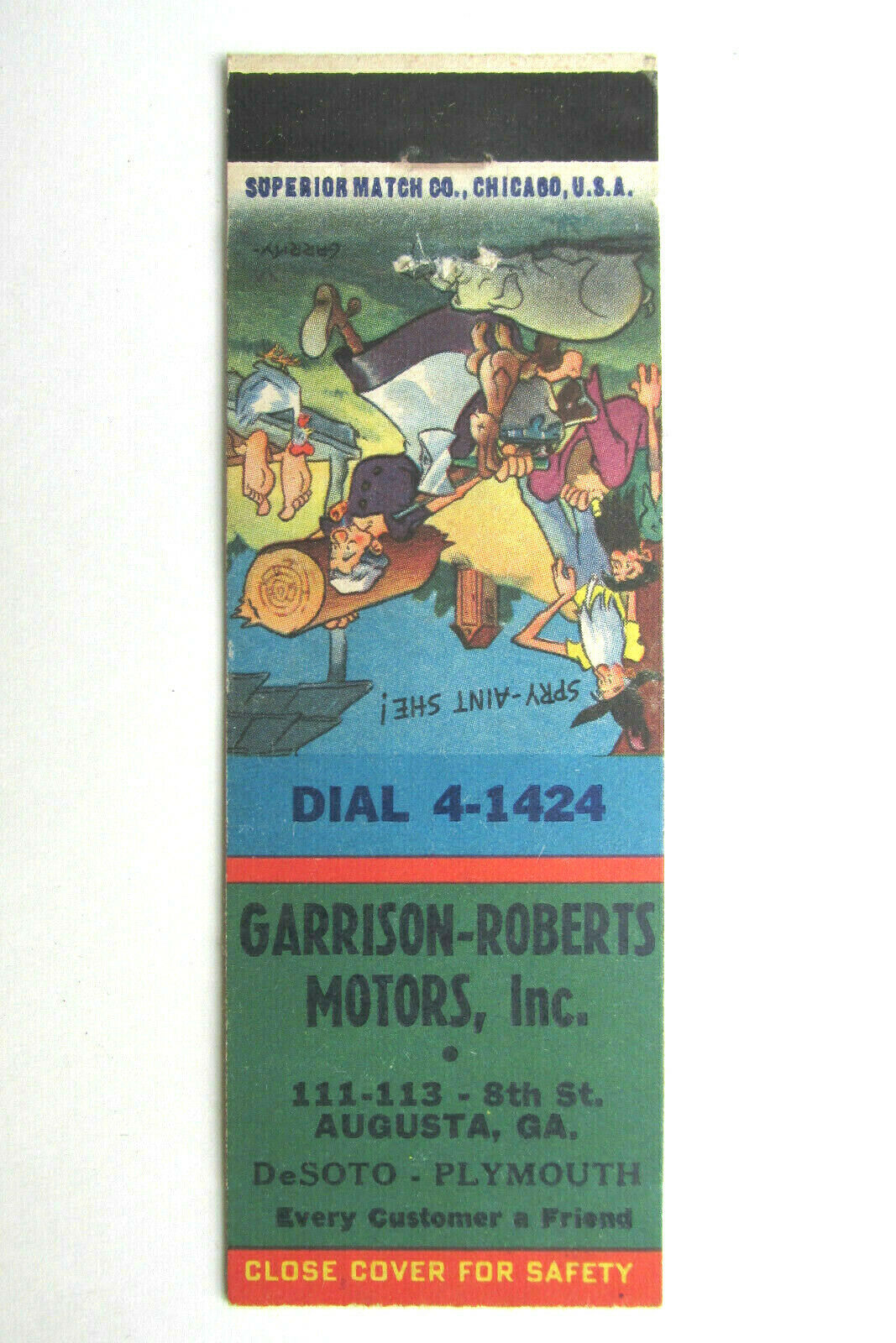 Primary image for Garrison-Roberts Motors - Augusta, Georgia Car Dealer 20 Strike Matchbook Cover