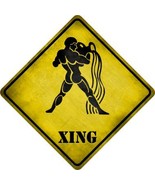 Aquarius Zodiac Animal Xing Novelty Metal Crossing Sign - £21.54 GBP