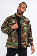 Vintage 1990s Unissued US army woodland camouflage jacket surplus retro ... - £19.98 GBP