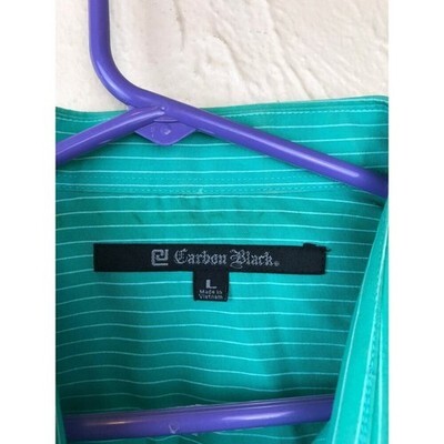 Carbon Black Mens Stripe Shirt Button Down Long Sleeves Size Large Item image 2