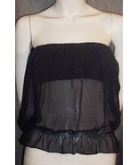 Gucci Black Silk Chiffon, Velvet &amp; Leather Strapless Bustier Top 38IT 4 NWT - £366.37 GBP