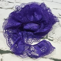 Vintage Lace Navy Blue Floral Sewing Edging Trim Measures 2+ Yards 1.5&quot; ... - $11.88