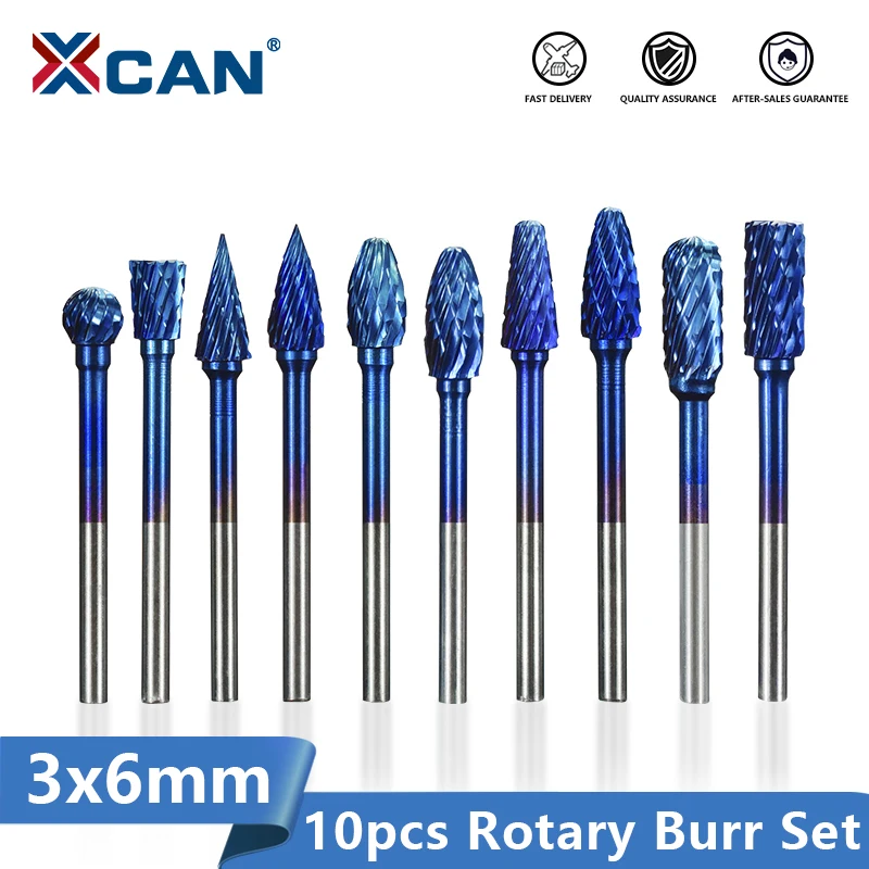 XCAN 1Box m Shank Tungsten Carbide Rotary Burrs 6mm Diameter Double Cut Rotary F - £163.40 GBP