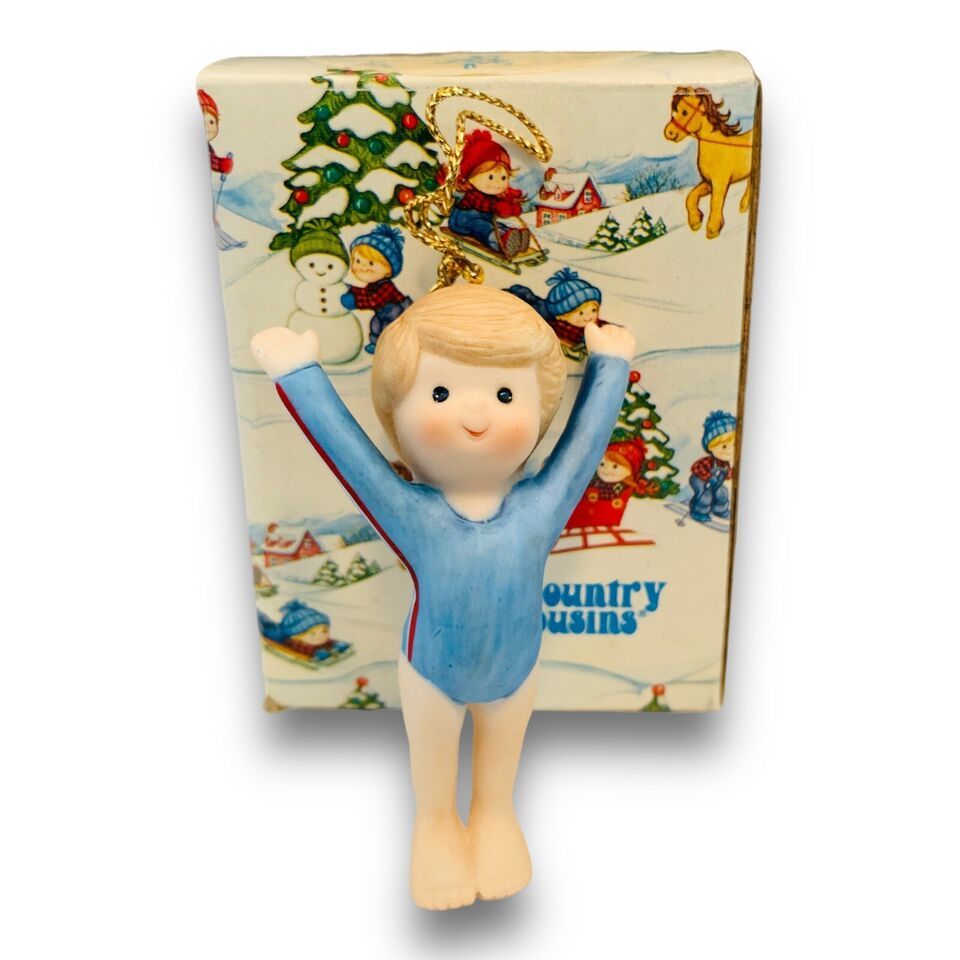 Rare Vintage Country Cousins Ornament Polly 1985 Gymnastics Ornament By Enesco - £50.26 GBP