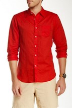$145 ONIA Jack RELAXED Button SHIRT Infrared LINEN Cotton ( S ) - $118.77