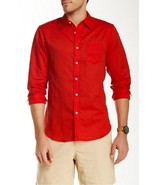 $145 ONIA Jack RELAXED Button SHIRT Infrared LINEN Cotton ( S ) - £94.12 GBP