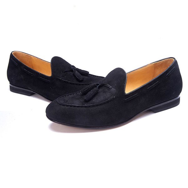 New Handmade Men's Black Genuine Leather Customized Fashion Men Loafers Shoes