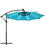 10 Feet Solar LED Offset Umbrella with 40 Lights and Cross Base for Pati... - $221.97 CAD