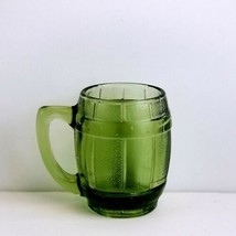Miniature Green Glass Barrel Mug Keepsake Toothpick Jewelry Holder