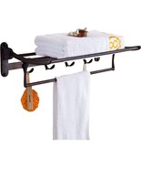 Oil-Rubbed Bronze Towel Racks For Bathroom Shelves With Foldable Towel Bar - £101.34 GBP