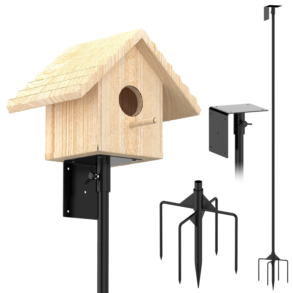 79.92in Bird House Pole Kit Height Adjustable Bird Feeder PoleMount Kit ... - $41.75