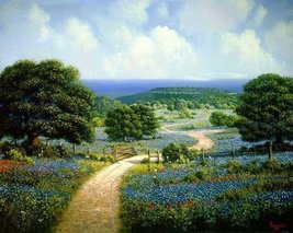 Hill Country Retreat by James Lasswell - Texas Wildflower Bluebonnet Art Print - - £30.84 GBP