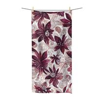 Beach Towel, Floral, Polycotton Towel (30"x60", Burgandy) - $40.65