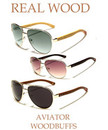 Aviator Wood BUFFS Sunglasses SILVER Glasses REAL WOOD CLASSIC STYLE SHA... - $29.60