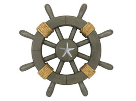 [Pack Of 2] Antique Decorative Ship Wheel With Starfish 12&quot;&quot; - £37.80 GBP