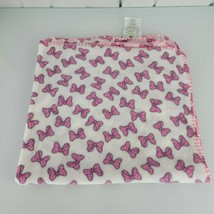 Disney Baby Girl Cream Ivory Plush Fleece Blanket Pink Gray Polka Dot Bow Minnie - £39.56 GBP