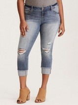 Torrid Womens Jeans 10 Boyfriend Fit Cropped Leg Stretch Tattered Distre... - $21.78