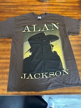 ALAN JACKSON Concert Tee Shirt BROWN AJ  on Front Nothing on Back LARGE ... - £19.46 GBP