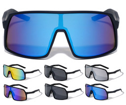 Oversized Camo Shield Wrap Around Sunglasses Sport Outdoor Retro Hunting Fishing - £7.04 GBP