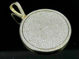 1.75 Mens 10K Yellow Gold Over Round Cut Diamond Medallion Pendant Charm - £111.84 GBP