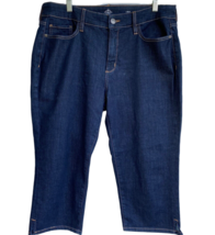 St Johns Bay Womens Capri Jeans sz 16W Mid Rise Denim Dark Wash NEW - $13.92