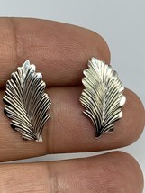Vintage Sterling Silver Leaf Earrings Signed STG - £31.32 GBP