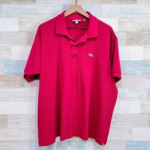 Lacoste Short Sleeve Rugby Polo Shirt Red Classic Fit Cotton Twill Mens 4XL - $59.39