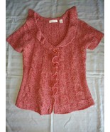 Sleeping on Snow Women Red Cardigan Sweater Short Sleeve Ruffle Wool Ble... - €18,91 EUR