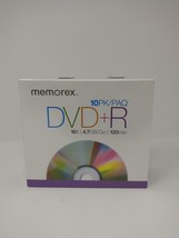 10 Pack Memorex DVD+R Blank Media Discs In Jewel Cases 16x 4.7GB 120 Min  - $13.60
